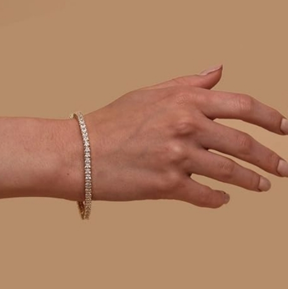 14K Gold Plated Cubic Zirconia Classic Tennis Bracelet - Picture 2 of 5